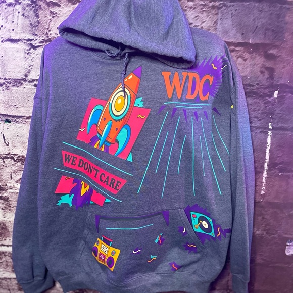 Gray Graphic Hoodie with Rocket Design - Picture 1 of 1